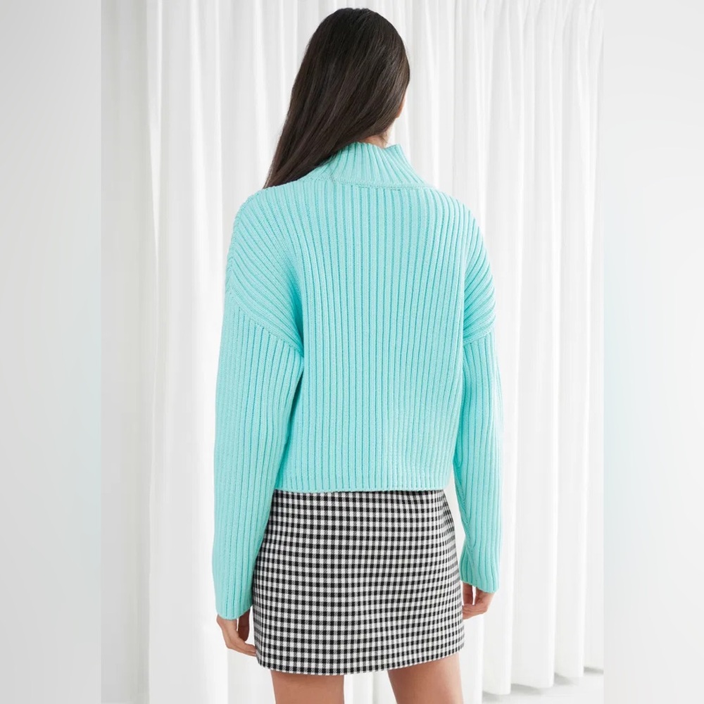 & OTHER STORIES Chunky Ribbed Turtleneck Sweater in Light Blue - XS - Picture 3 of 15